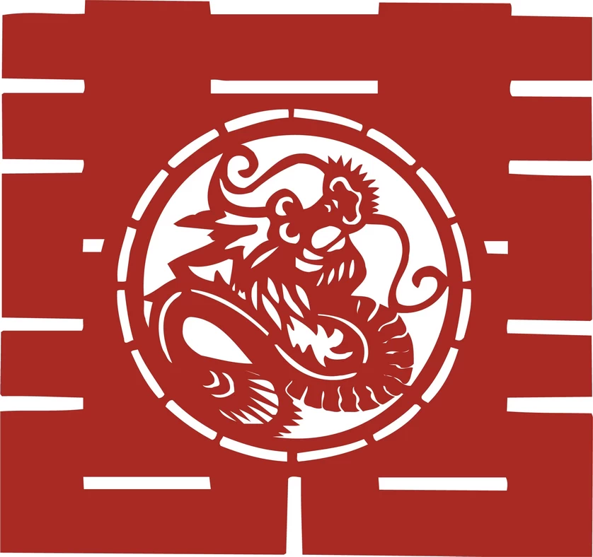 中国风中式传统喜庆民俗人物动物窗花剪纸插画边框AI矢量PNG素材【2861】